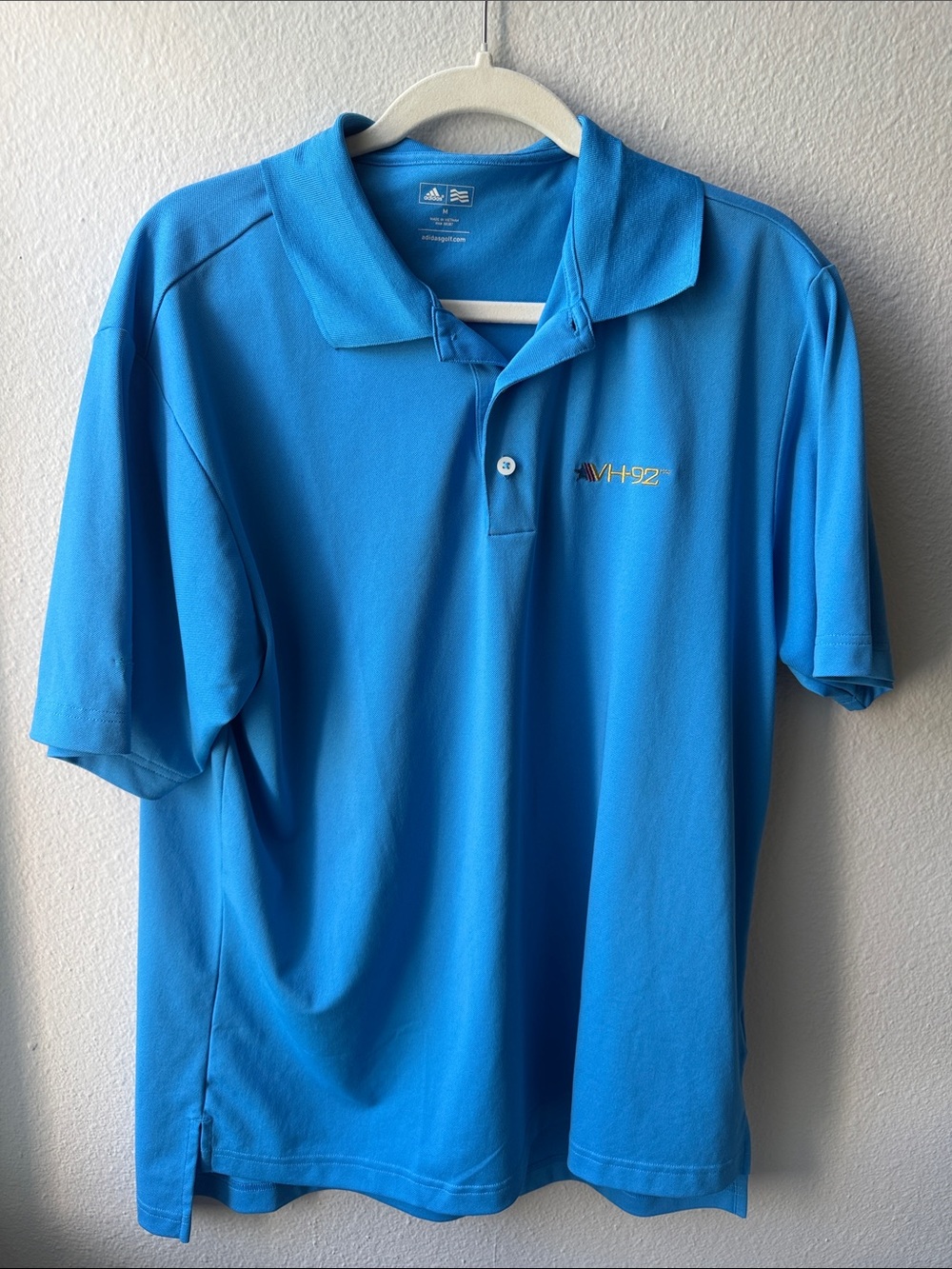 Adidas Golf VH-92 Embroidered Polo Shirt Blue Medium